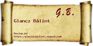 Glancz Bálint névjegykártya